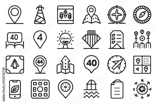 Editable road and navigation system design isolated on transparent background
