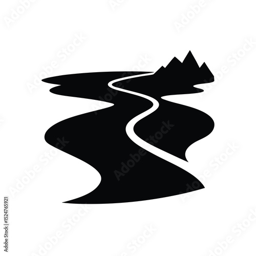 elegant vector silhouette of a river delta  soft g.eps