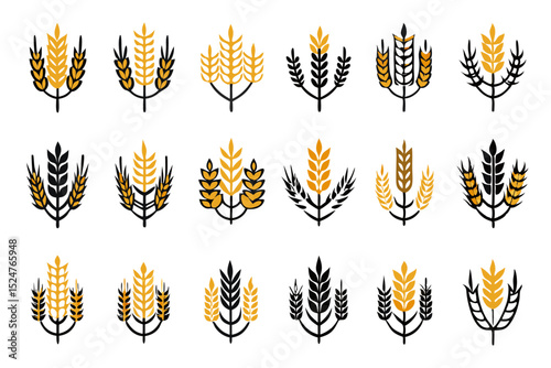 Wheat logo design template set isolated on transparent background