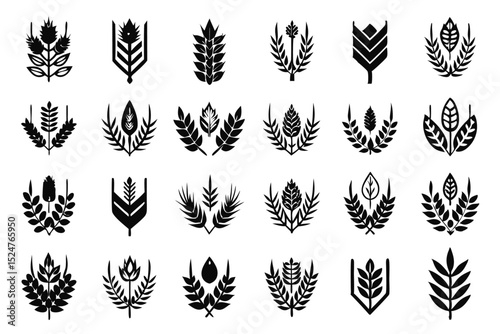 Wheat logo design template set isolated on transparent background