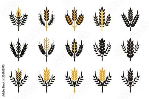 Wheat logo design template set isolated on transparent background