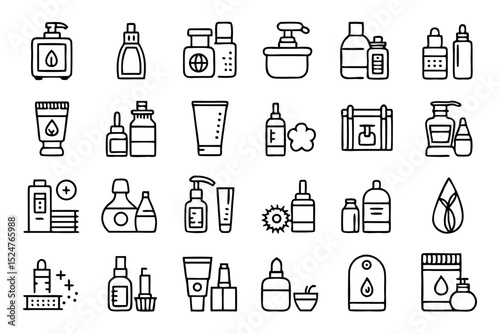 Editable skincare product outline design isolated on transparent background