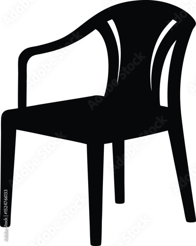 Plastic chair silhouette, chair icon silhouette, plastic chair vector illustration