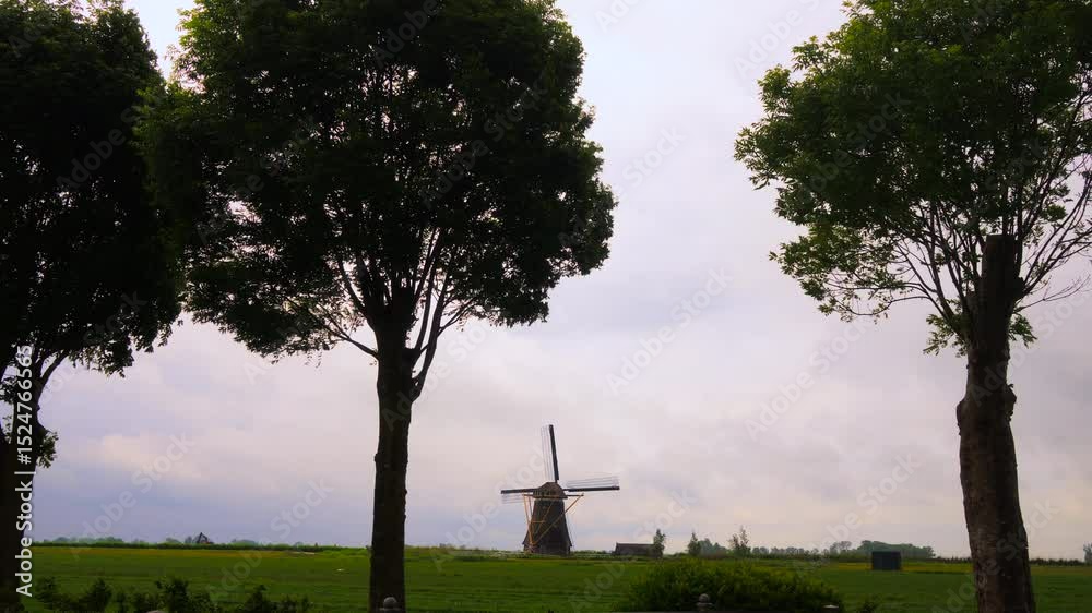 Old Windmills in the Netherlands, Europe - time lapse