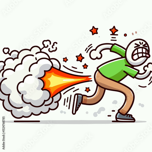illustration of a man running with smoke