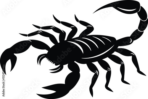 Silhouette Vector illustration of a black scorpion, Scorpion silhouette vector illustration
