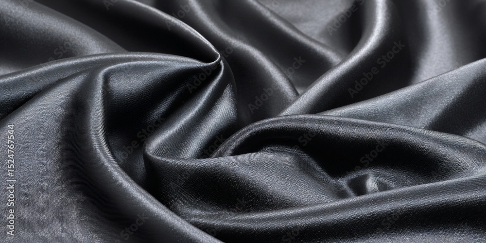 Obraz premium Luxurious Draped Black Satin Fabric Texture Elegant and Smooth