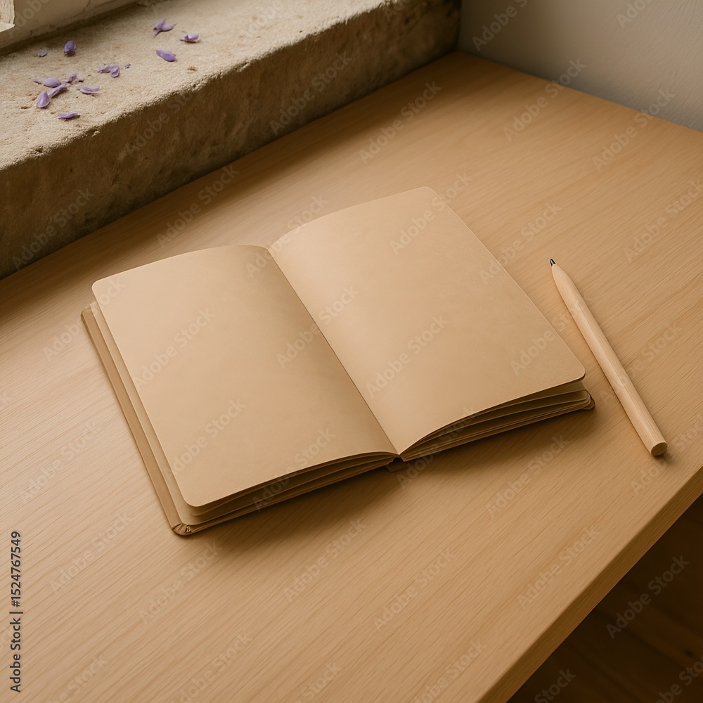 Fototapeta premium Notebook and Pencil on Desk