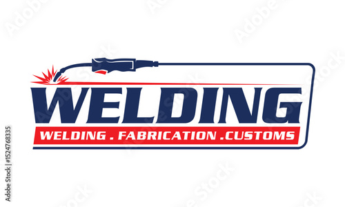welding fabrication logo design vector illustration template