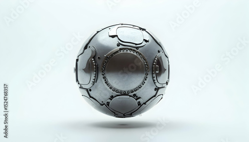 Floating Metal Sphere Detailed Mechanized Design Isolated on White