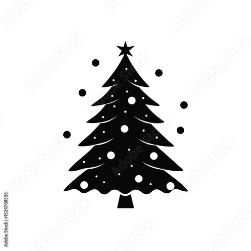 minimalist silhouette of a christmas tree with orn.eps