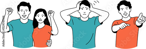 Emotions illustration of people showing happy sad angry expressions vector design illustration art 100 editable stock vector illustration