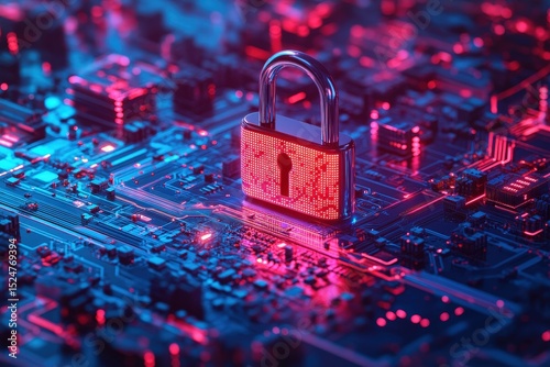 Close-up of a digital padlock on a circuit board.