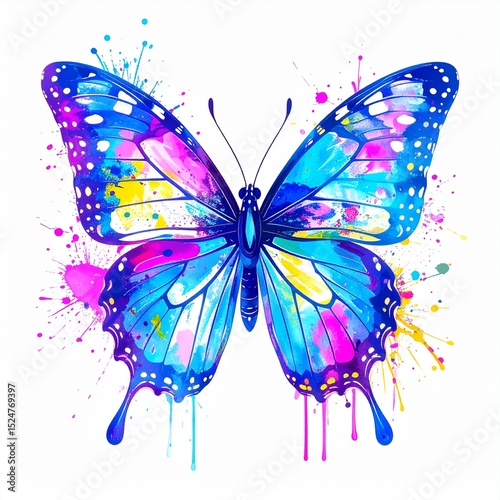 colorful acrylic painting of butterfly drawing 