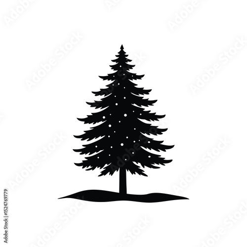 minimalist silhouette of a lone cedar in snow  win.eps