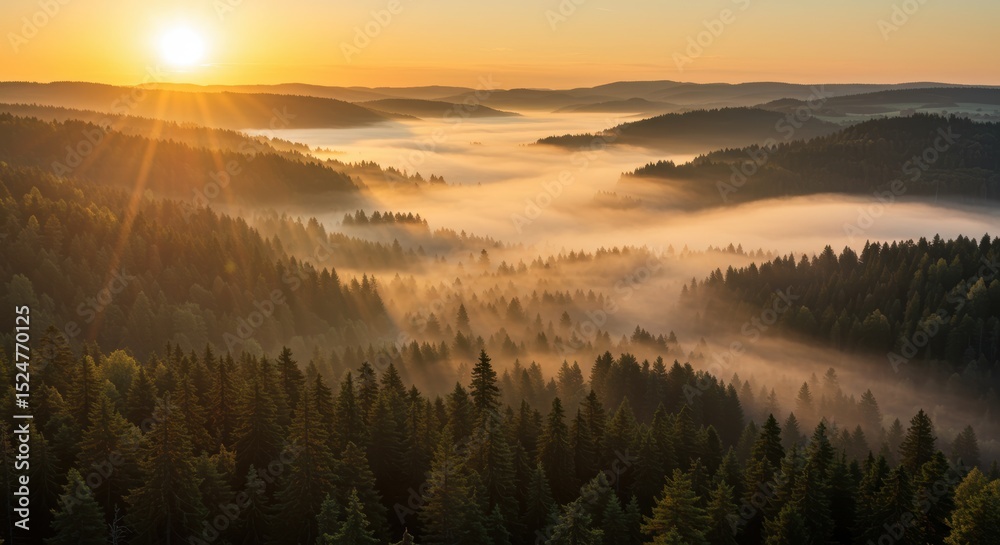 Fototapeta premium Misty Valley in Early Morning