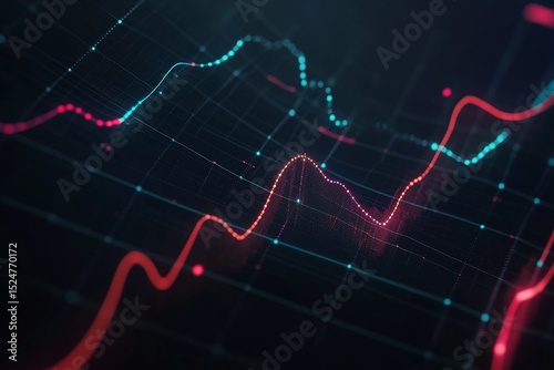 Close-up view of dynamic data visualizations.