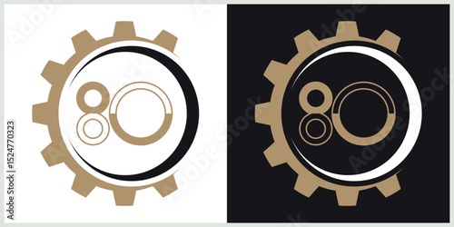 anniversary 80th logotype vector with brown and white color for special celebration day
