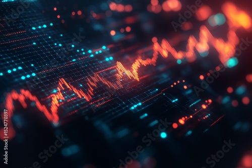 Digital graphic of fluctuating data points.