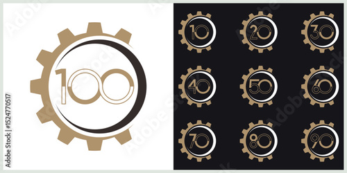 anniversary set th logotype vector with brown and white color for special celebration day