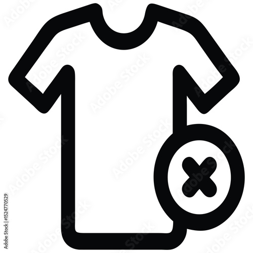 Black and White TShirt with X Icon Signifying Clothing Removal or Deletion