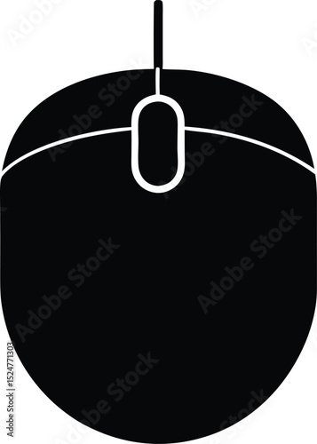 Computer mouse icon silhouette, Single computer mouse, sleek and modern silhouette vector design
