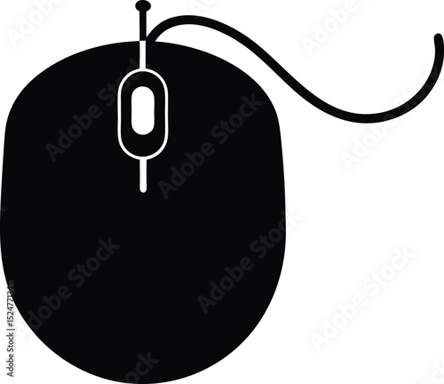 Computer mouse icon silhouette, Single computer mouse, sleek and modern silhouette vector design