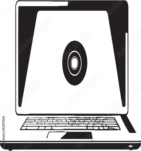 Laptop with CD/DVD on Screen