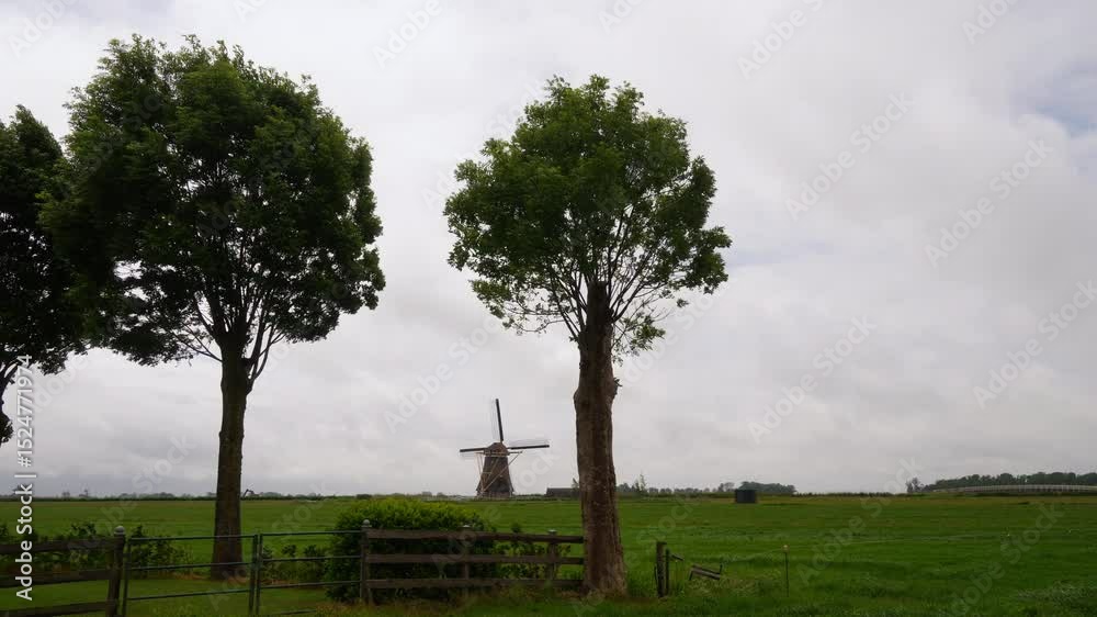 Old Windmills in the Netherlands, Europe - time lapse