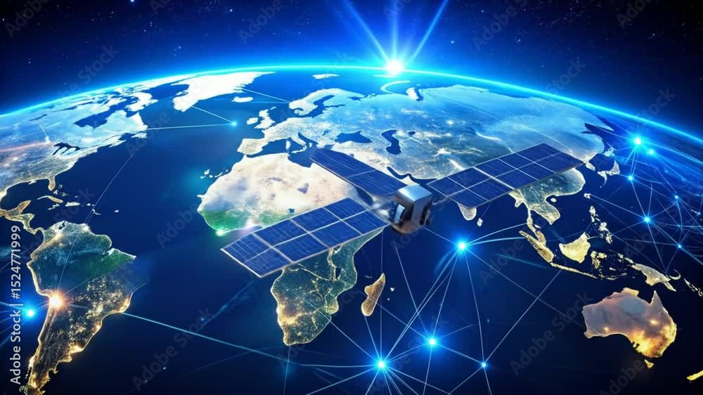 Global Communication Network with Satellites Orbiting Earth providing Connectivity Worldwide Global Communication Network with Satellites Orbiting Earth providing Connectivity Worldwide