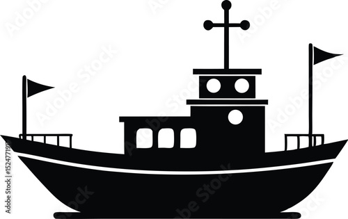 Ship silhouette, boat ship silhouette, Silhouette of a yacht, sailboat, and sailing ship vector illustration