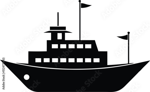 Ship silhouette, boat ship silhouette, Silhouette of a yacht, sailboat, and sailing ship vector illustration