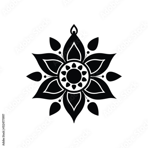 modern silhouette of a diwali rangoli  vibrant mul.eps