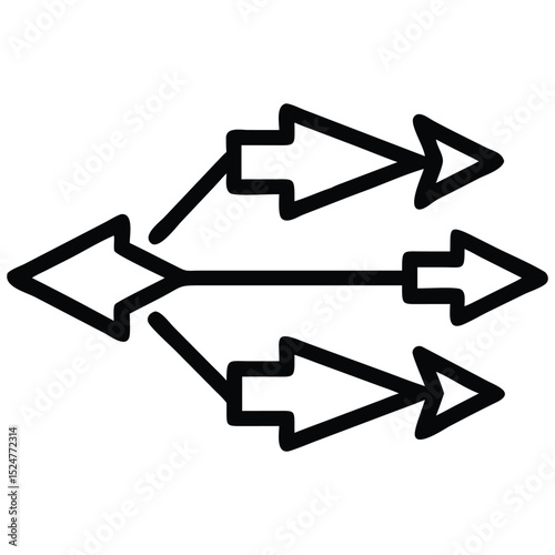 Branching Arrow Diagram Path Diversification and Directional Guidance Illustration in Simple Style