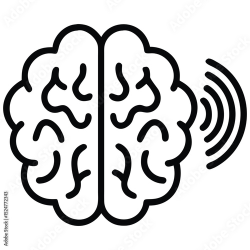 Brain Waves Concept Mental Activity and Communication, Neural Connections, Thinking Processes Illustration