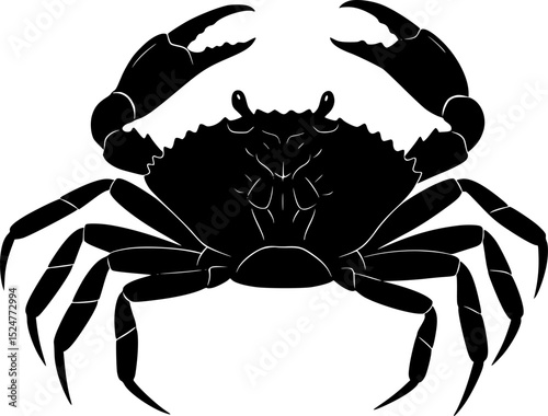 a black and white silhouette of a crab, crab, vector illustration