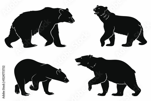A set of black bear silhouettes in various.

