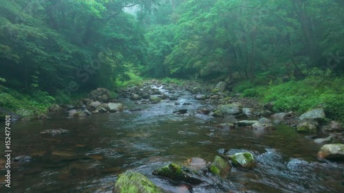 Aerial view of Nature river and forest water stream in Taiwan
