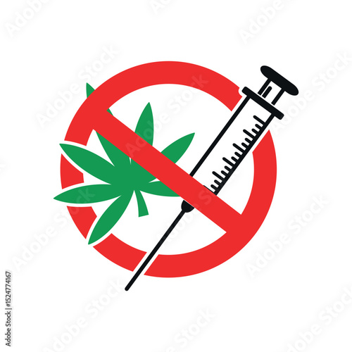 Promotional design vector prohibited from consuming marijuana, not on drugs.