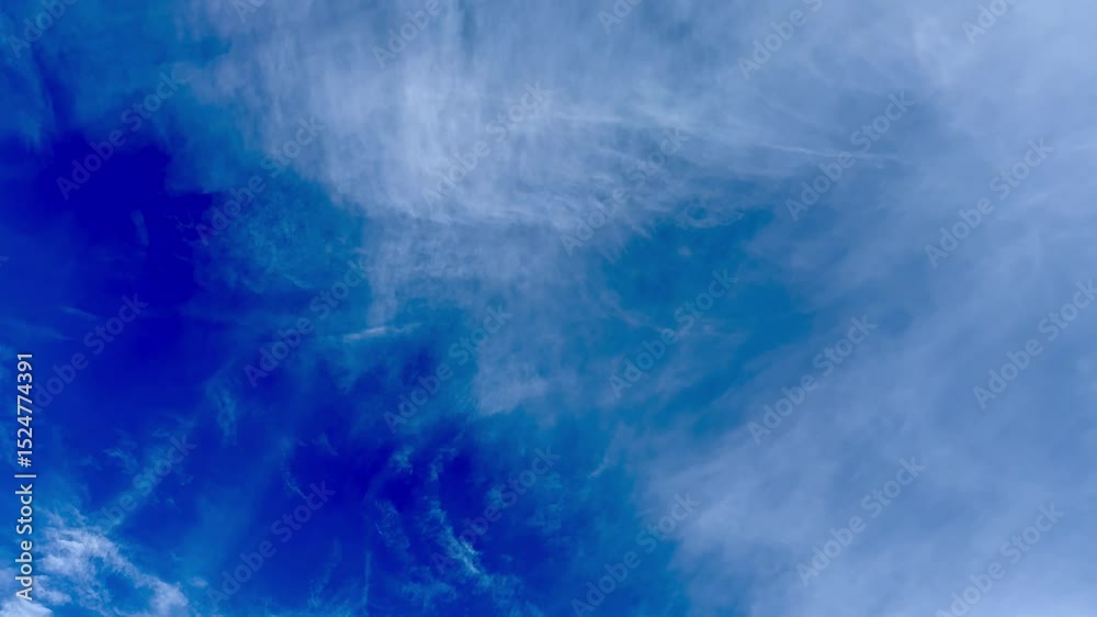 Short video clip of natural real sky blue abstract white cloud moving background in nature sunny day