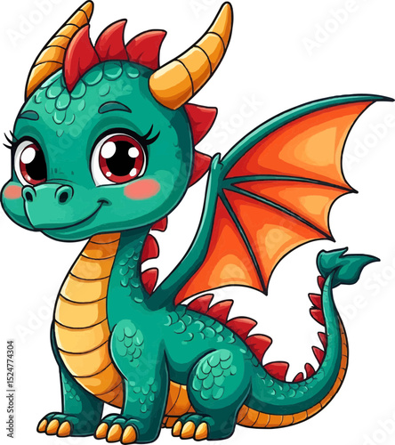 cute dragon vector icon, Logo creation, Decoration of festive materials, Creative projects, Children's activities, advertising and design.