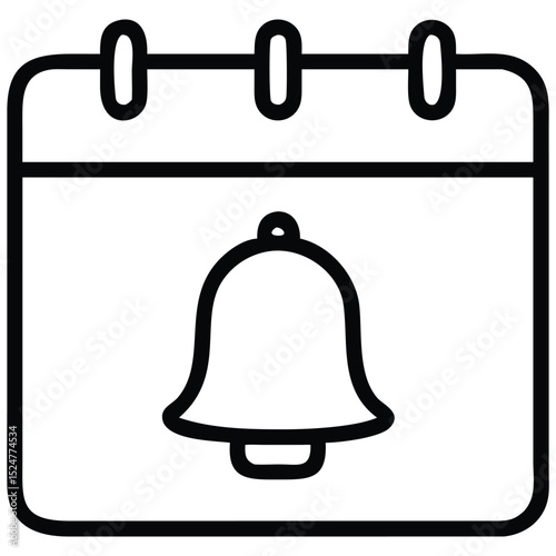 Calendar Notification Icon Reminder Bell Inside Date Illustration Simple Style