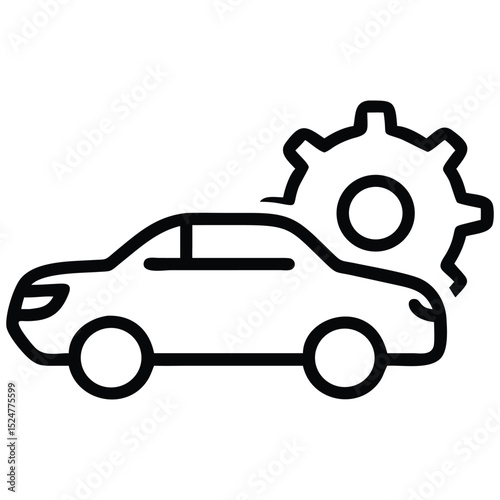 Car Service Icon Vehicle with Gear Symbol for Automotive Repair Concepts