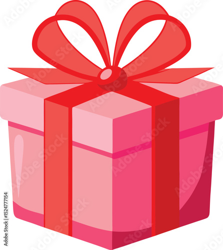 gift box vector with red bow and ribbon top pink present holiday celebration package icon