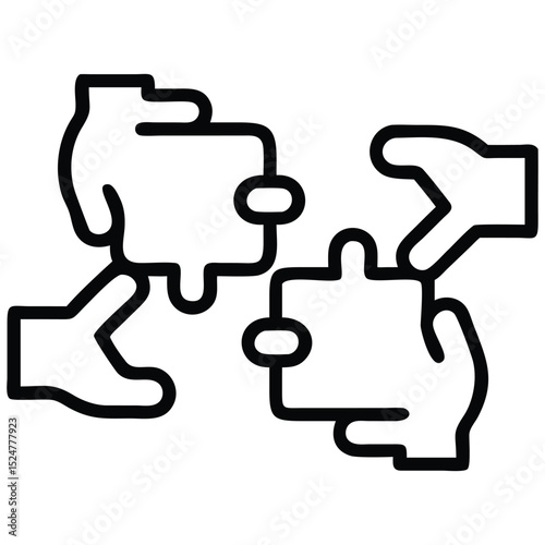 Collaboration Puzzle Hands Connecting Jigsaw Pieces for Teamwork and Problem Solving Icon