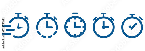 Timer, clock, stopwatch isolated set icons.  Essential Timer Icons  A Versatile Set for Every Project . Modern Design . 