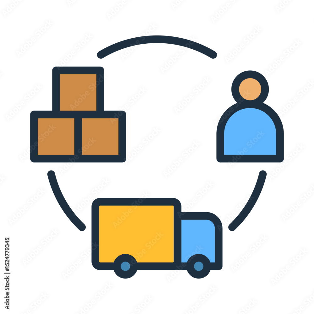 Fototapeta premium Supply Chain Flow Icon