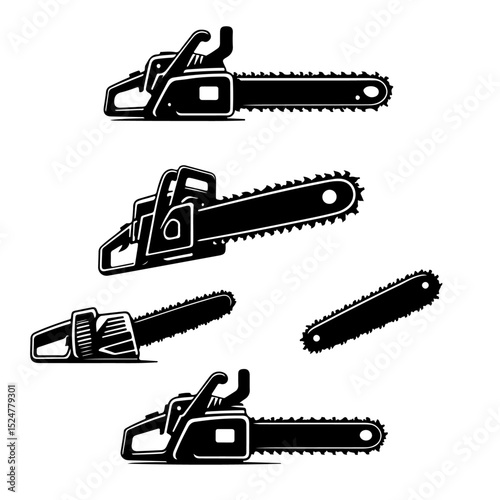 set of Chainsaw silhouette, Chainsaw set silhouette