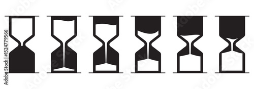 different sand hourglasses  icons .  white  background for web and graphic design . 