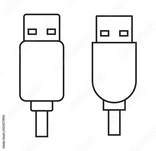 USB Essentials A Modern Icon Set . USB icon set, Usb flash drive symbol. Universal USB sign png and vector illustration on transparent background . 